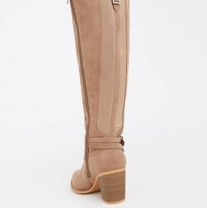 Tan Faux Suede Strappy Boot (Wide Width & Wide to